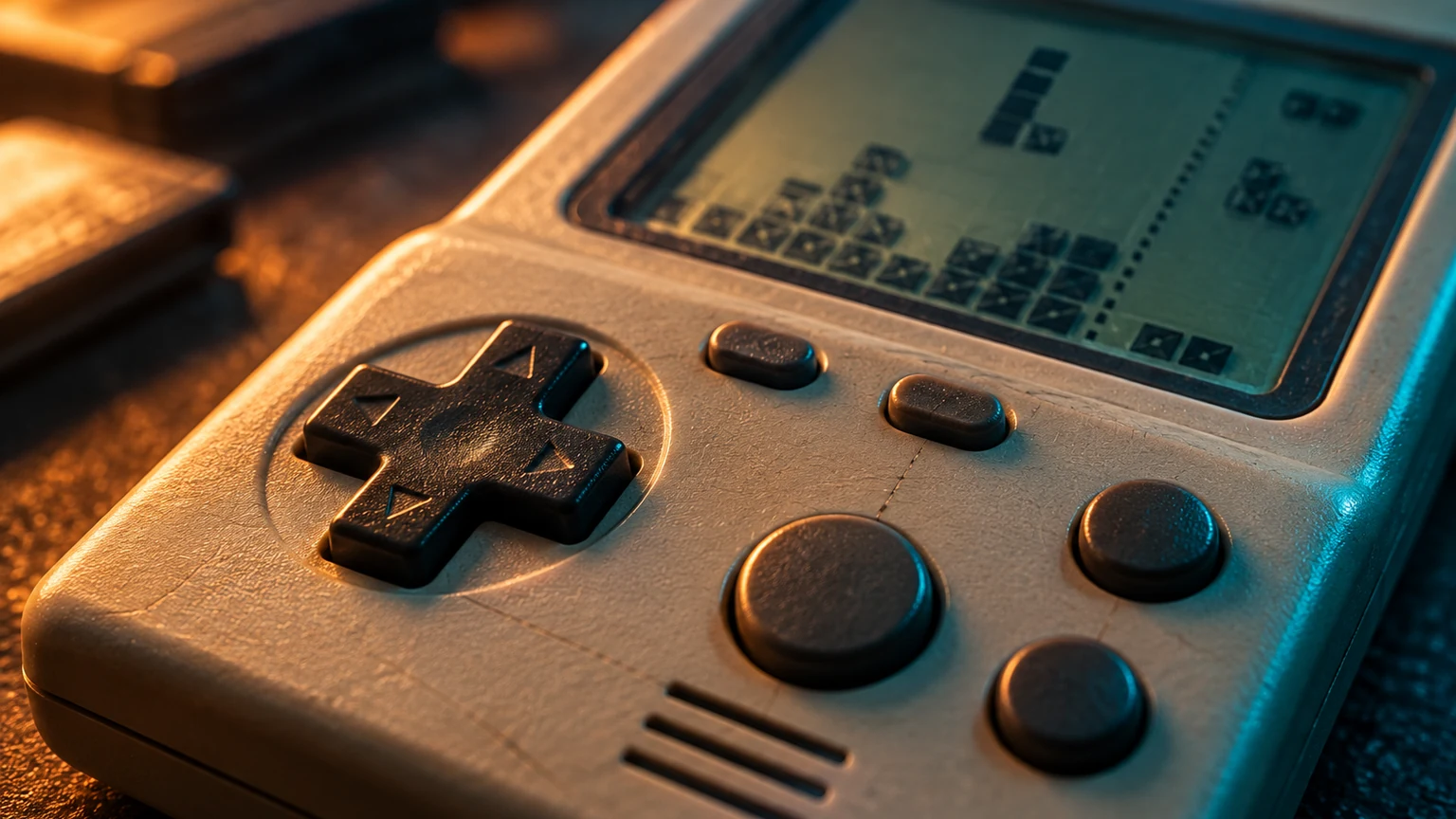 Controlos retro Macro dos botões e direcional de uma consola portátil retro