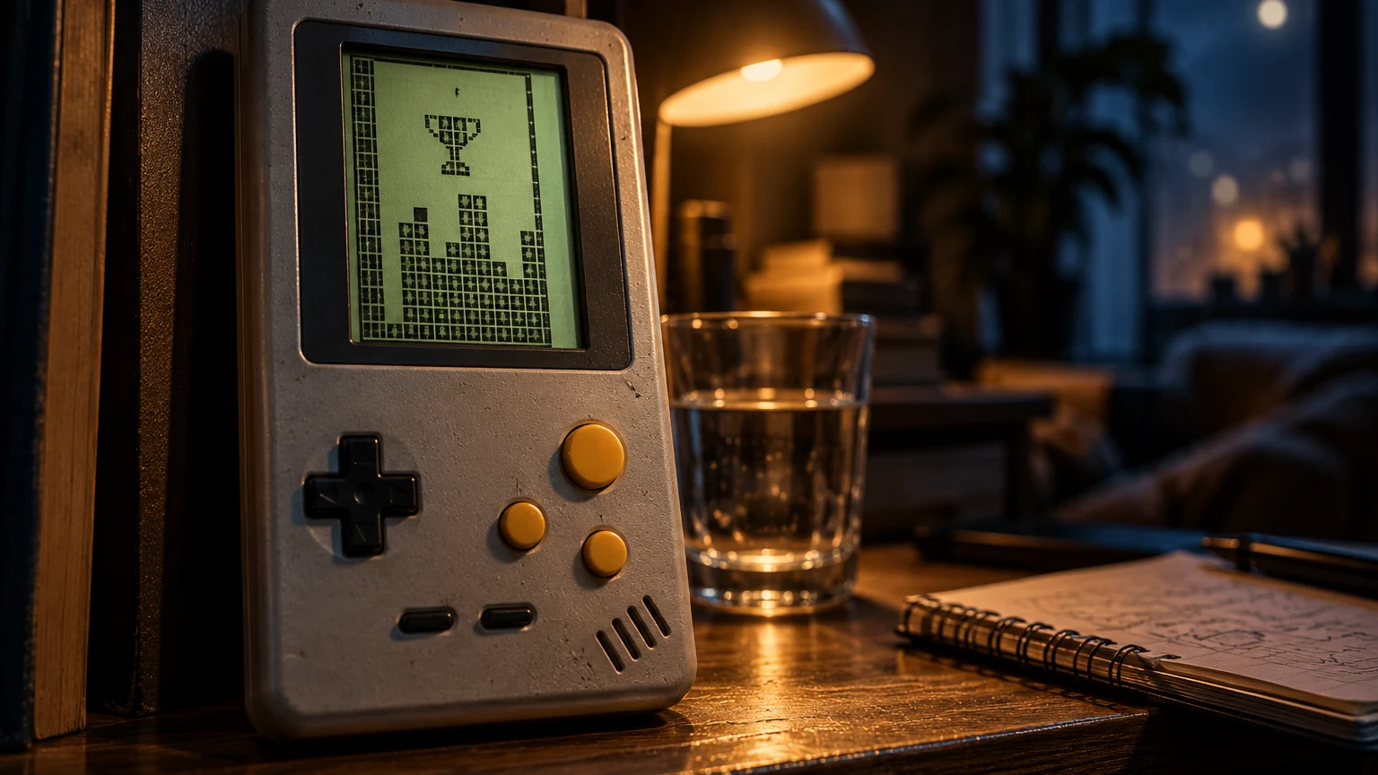 Sessão de pontuação Consola retro numa sessão noturna com símbolo de pontuação